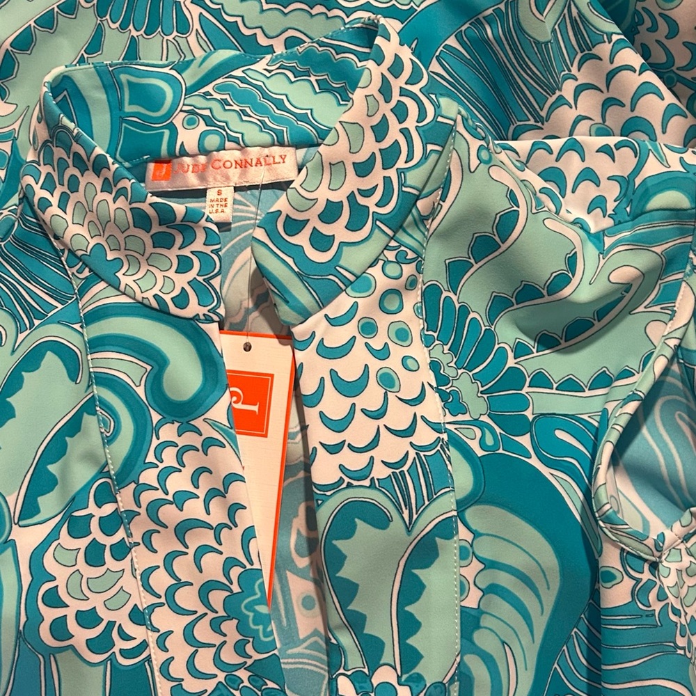 Jude Connally Turquoise & White Printed Midi Dress - Picture 2 of 16